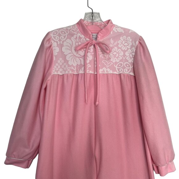 Vintage Vandemere Long Sleeve Nightgown Womens Small Pink Front Zip - Picture 3 of 7